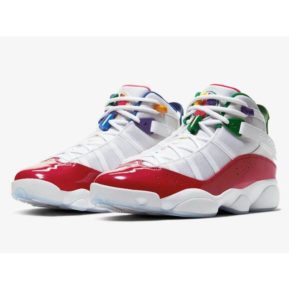 NIKE AIR JORDAN 6 Rings Multicolor Basketball Sneakers Sz 7Y / 8.5W - Picture 1 of 10